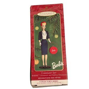 Hallmark Keepsake Commuter Set Barbie Ornament & Hatbox 2000 Collectors Series H